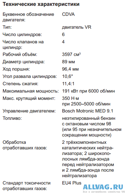 Технические характеристики двигателя