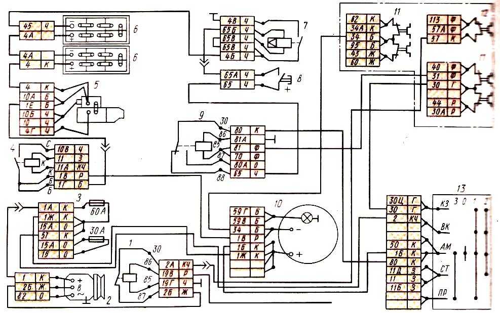 Камаз 4310 цветная схема электрооборудования