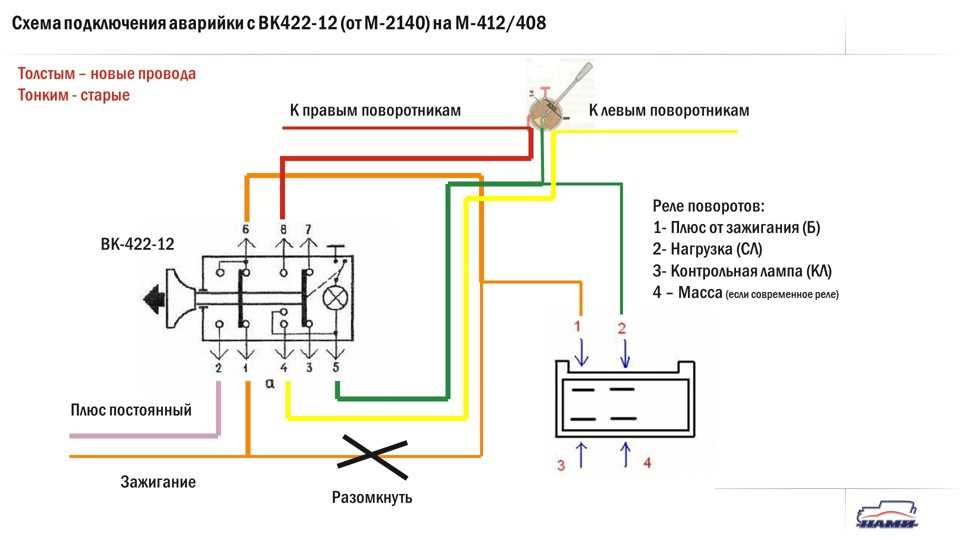 Реле поворотов газ схема подключения