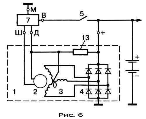 Схема возбуждения генератора камаз