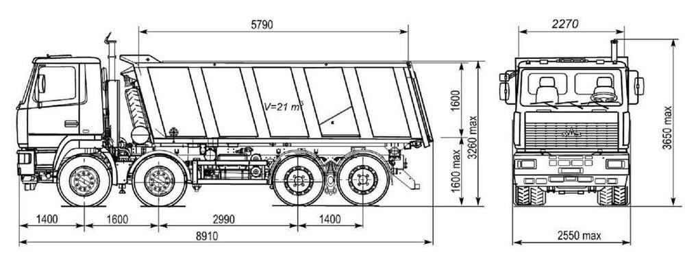 Габариты камаза схема
